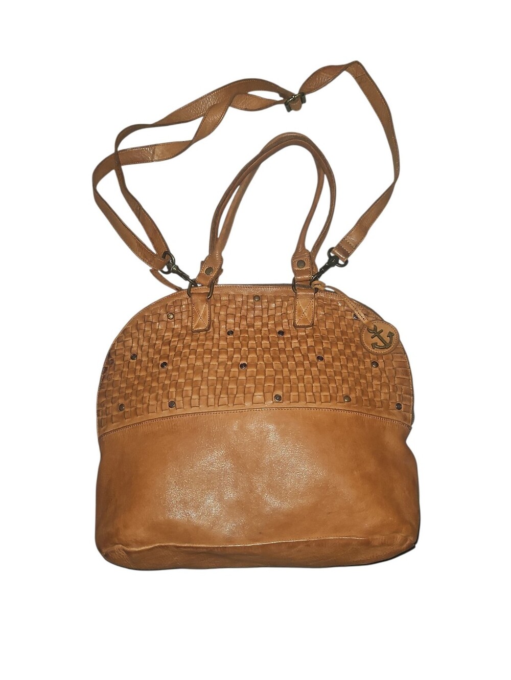 Harbour 2nd Leather Woven Tote with Anchor Charm